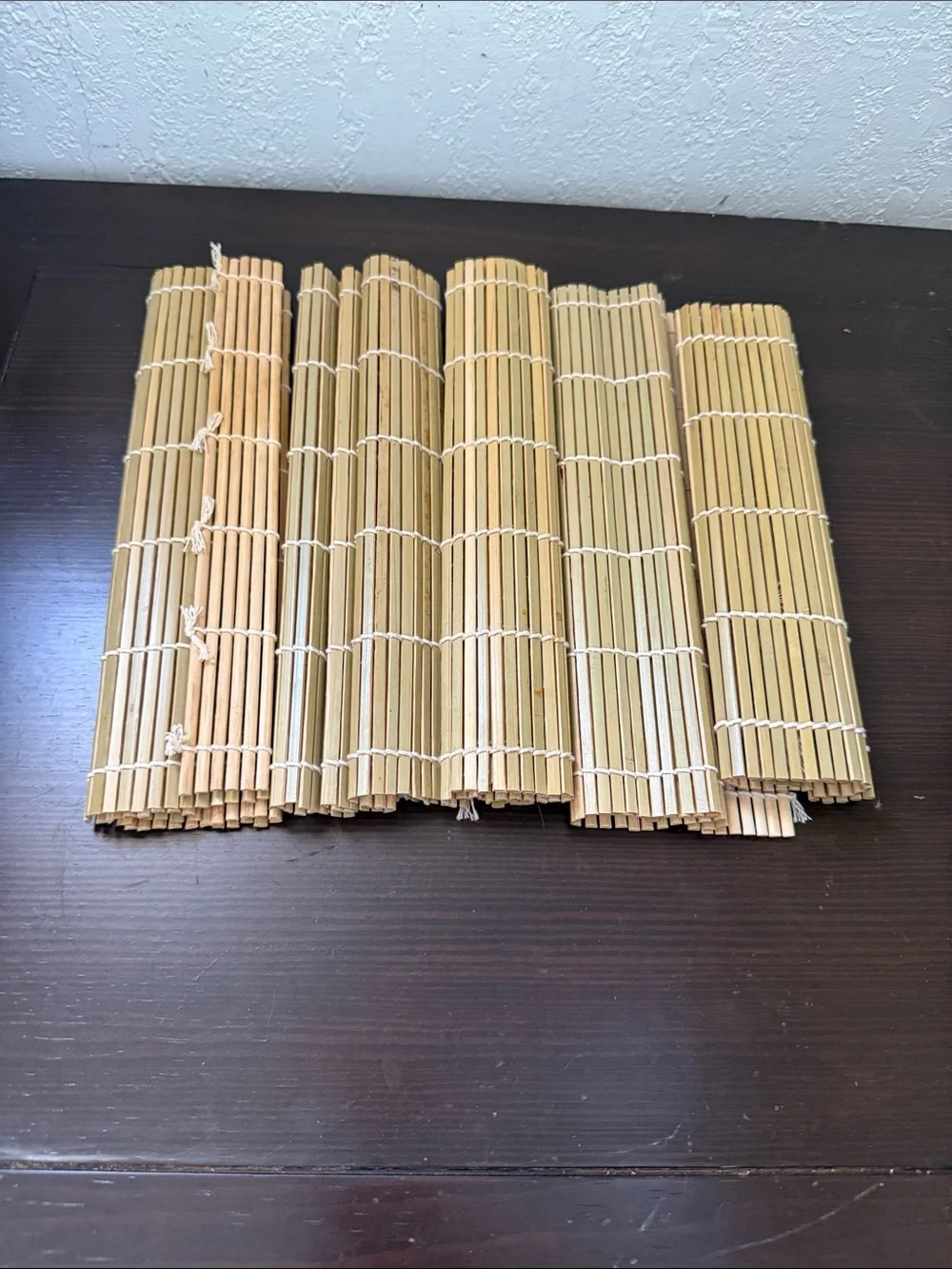 Natural Bamboo Roll-Up  Set of 5  - Beige sushi mat hand roll